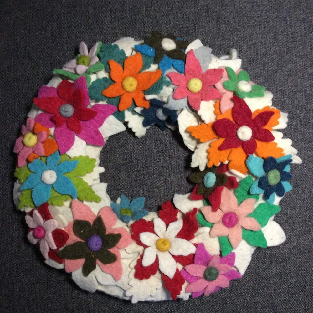 Boho felt floral wreath